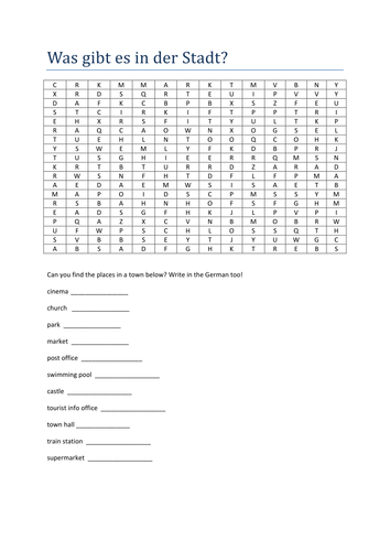 Was gibt es in der Stadt wordsearch