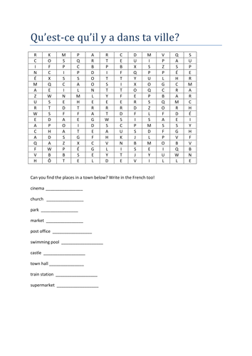 en ville wordsearch