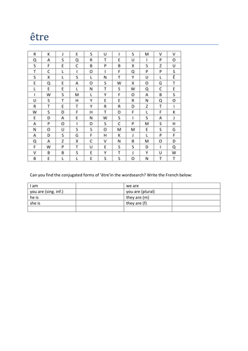 etre wordsearch