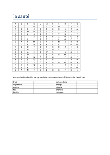 la sante wordsearch