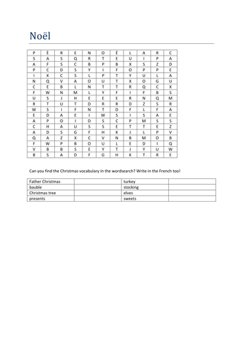 Noel wordsearch