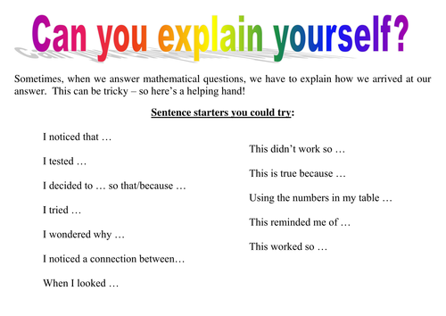 Explanation sentence starters | Teaching Resources