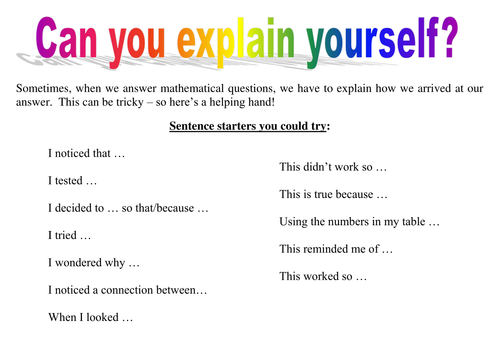 Explanation sentence starters by senteachinginfo 