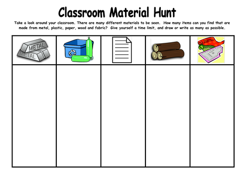 classroom material hunt teaching resources