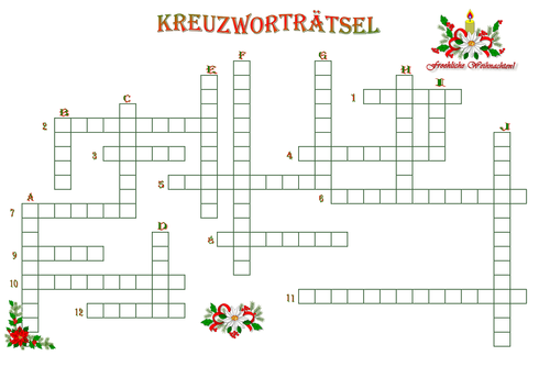 Weihnachtliches Kreuzworträtsel