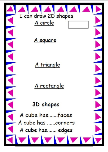 The propertites of shape. worksheet