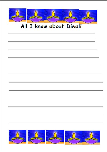 Diwali writing sheet and key questions