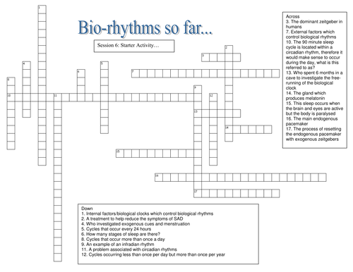 Biorhythms Crossword