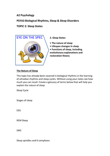 Sleep States booklet