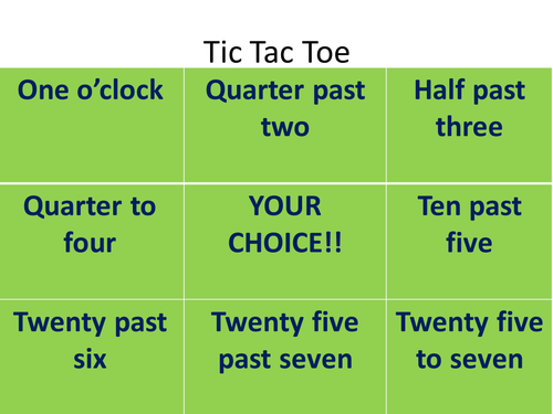 12 hour clock noughts and crosses