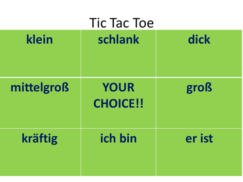 Physical description noughts and crosses