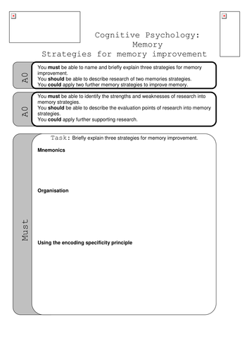 Strategic Memories Activity