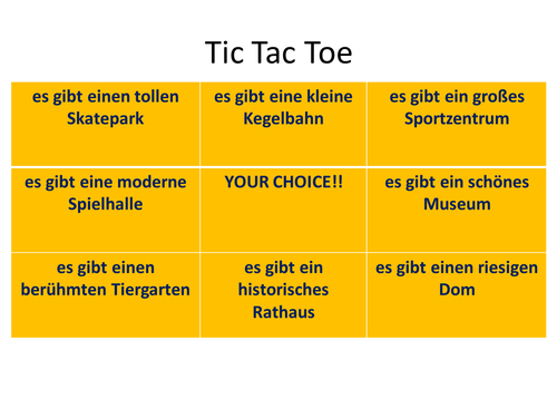 es gibt noughts and crosses