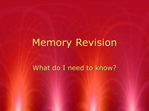 Revision on Memory