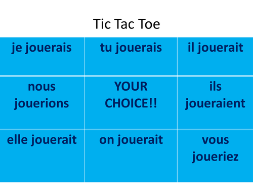 'jouer' in the conditional noughts and crosses