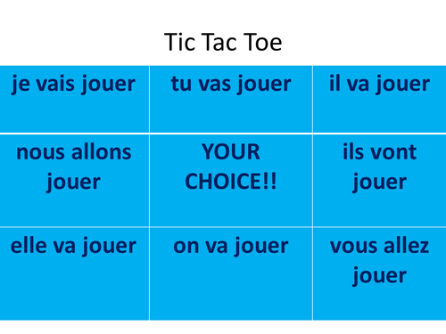 'jouer' in the future tense noughts and crosses