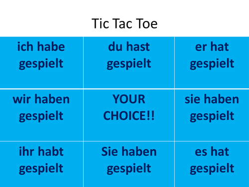 'spielen' in the perfect tense OX game