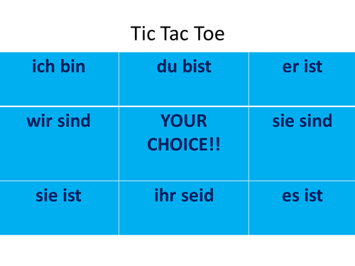 'sein' in the present tense OX game