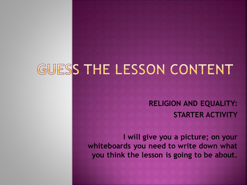 Guess the lesson: racism/discrimination (starter)