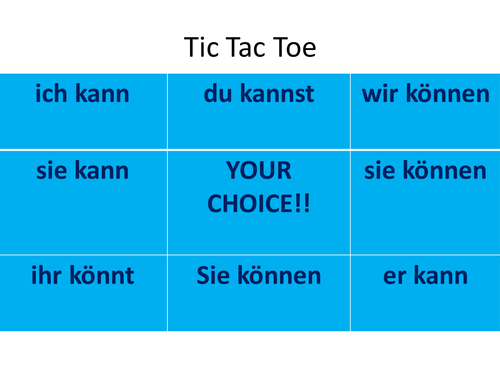 'koennen' present tense OX game