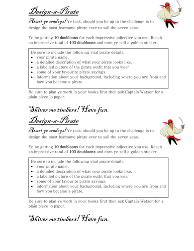 Design a pirate worksheet