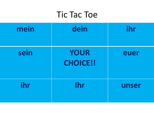 Possessive pronouns OX game