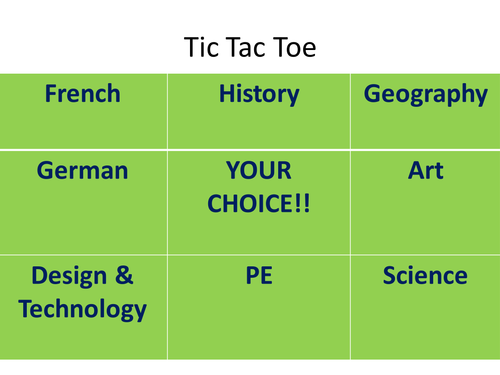 School subjects OX Game English to German