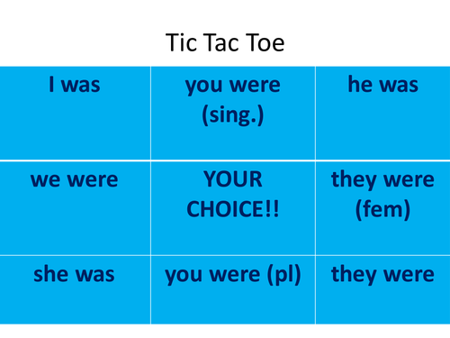 'to be' imperfect tense English to French OX game