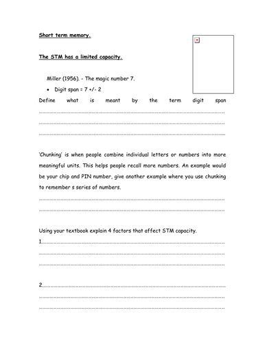 Short Term Memory Activity by phildb - Teaching Resources - Tes