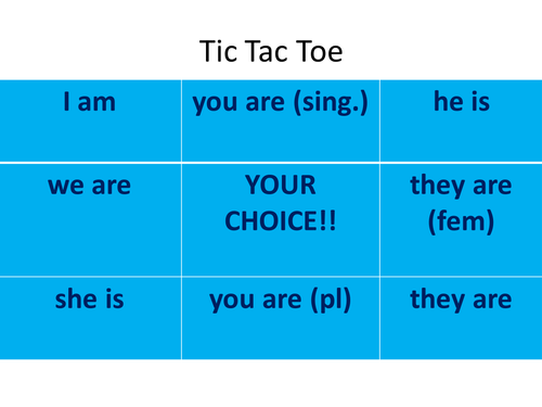 'to be' present tense OX game