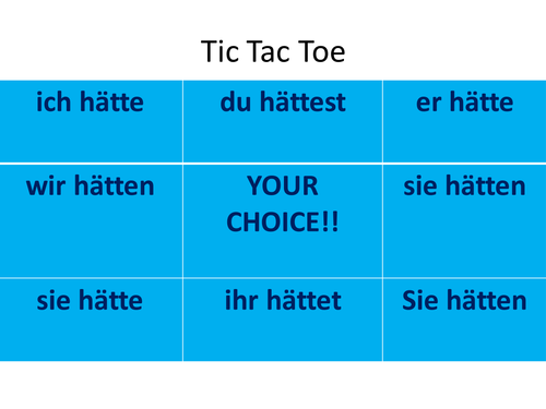 'haben' imperfect subjunctive OX game