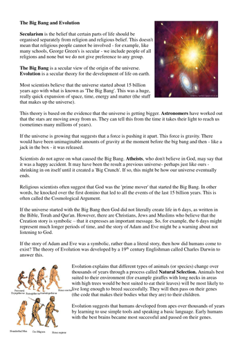 Big Bang and Evolution | Teaching Resources