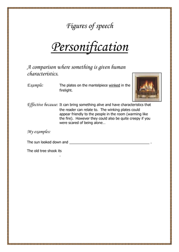 Poetic techniques worksheets