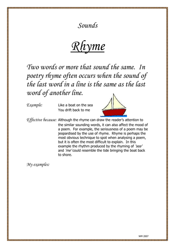 onomatopoeia, rhyme and assonance worksheets | Teaching Resources