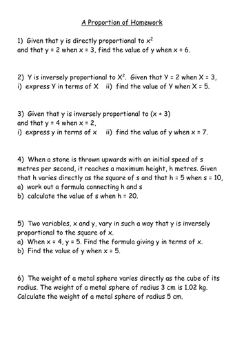 ks3 worksheet a proportion of homework teaching resources