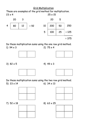 worksheet with boxes blank 2x1 â€“ KS3 Level Multiplication â€“ Worksheet 4 by Grid