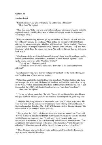 Abraham Tested - Genesis 22