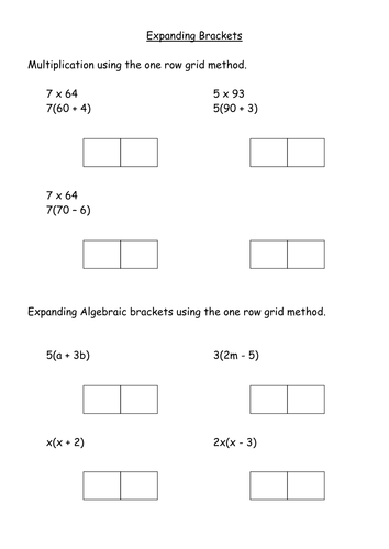 KS3 Worksheet – Level 7 Expanding Brackets