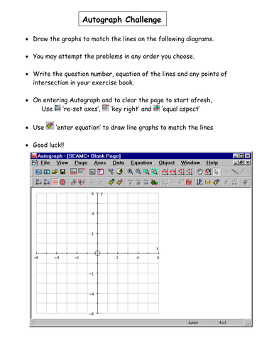 KS3 Worksheet – Autograph y=mx+c Challenge