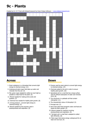 plants crossword Teaching Resources