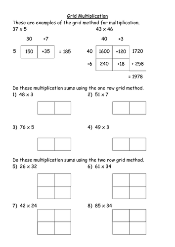 Maths KS3 Worksheet – Multiplication Grids