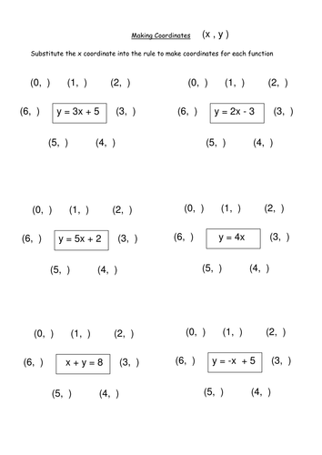 KS3 Worksheet – L5 Making Coordinates (x,y)