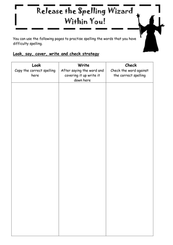 Spelling strategy worksheet