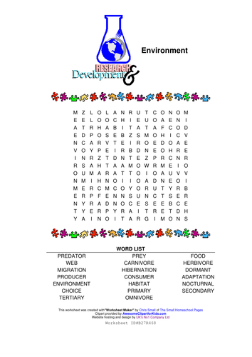 environment wordsearch