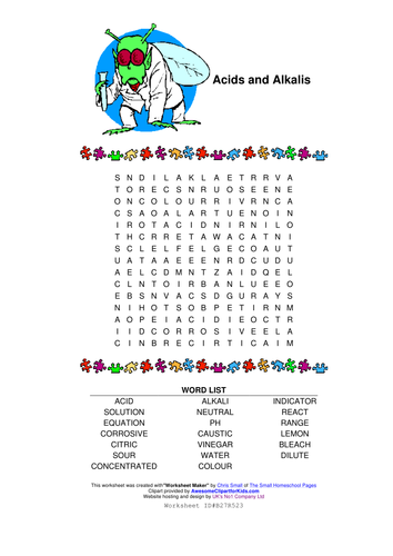 acids alkali wordsearch