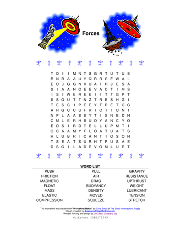 Forces wordsearch | Teaching Resources