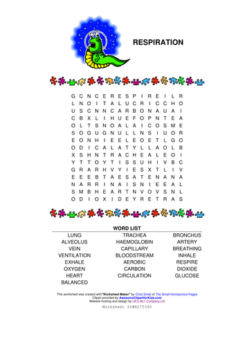 respiration wordsearch