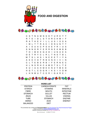 Food and digestion wordsearch