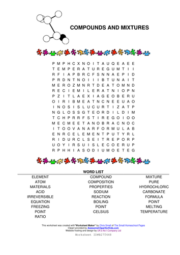 Compounds wordsearch