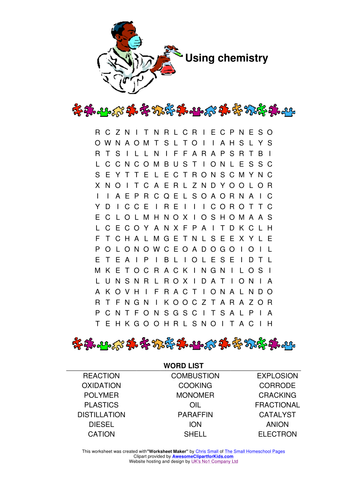 Using chemistry wordsearch